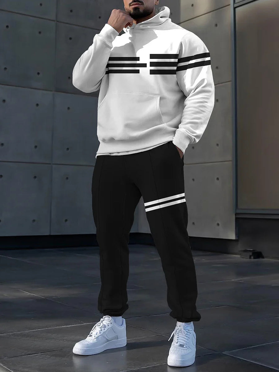 Pánské minimalistický vintage casual hooded sweatshirt set