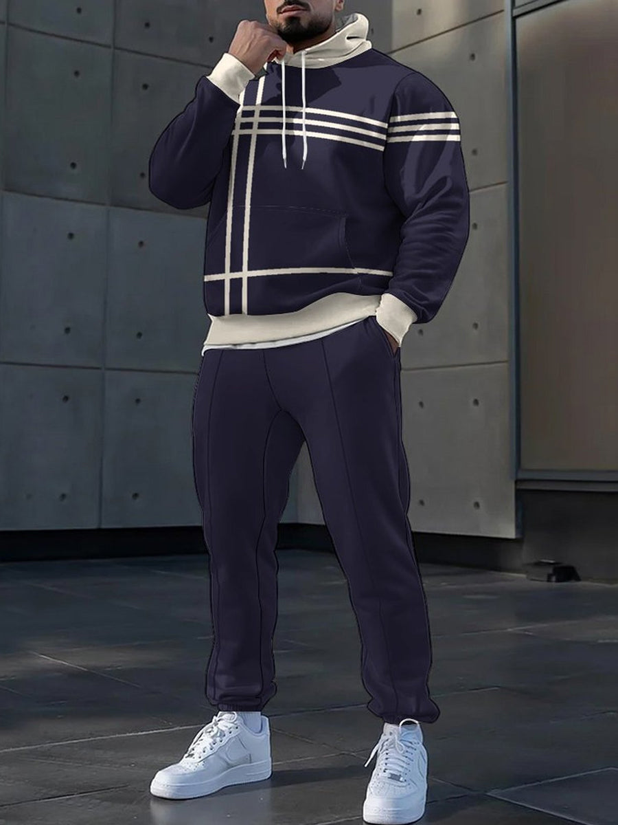 Pánské minimalistický vintage casual hooded sweatshirt set