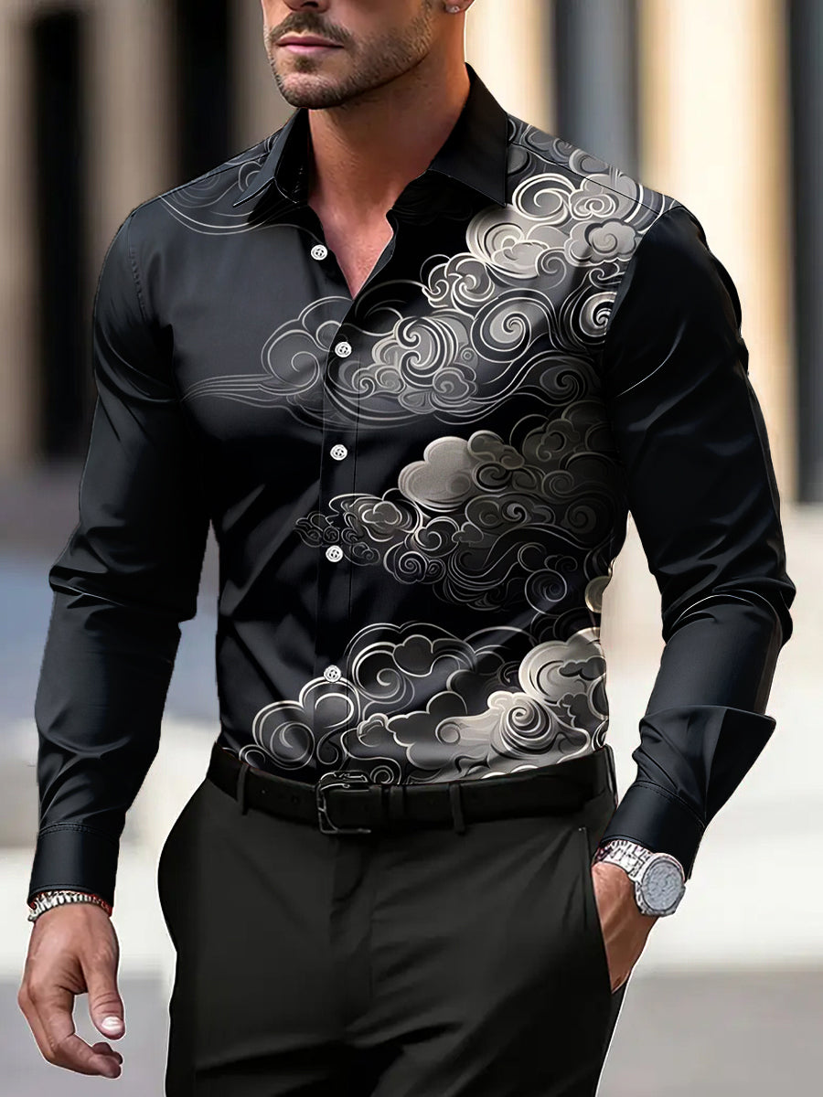 Pánské retro cloud vzor business casual košile