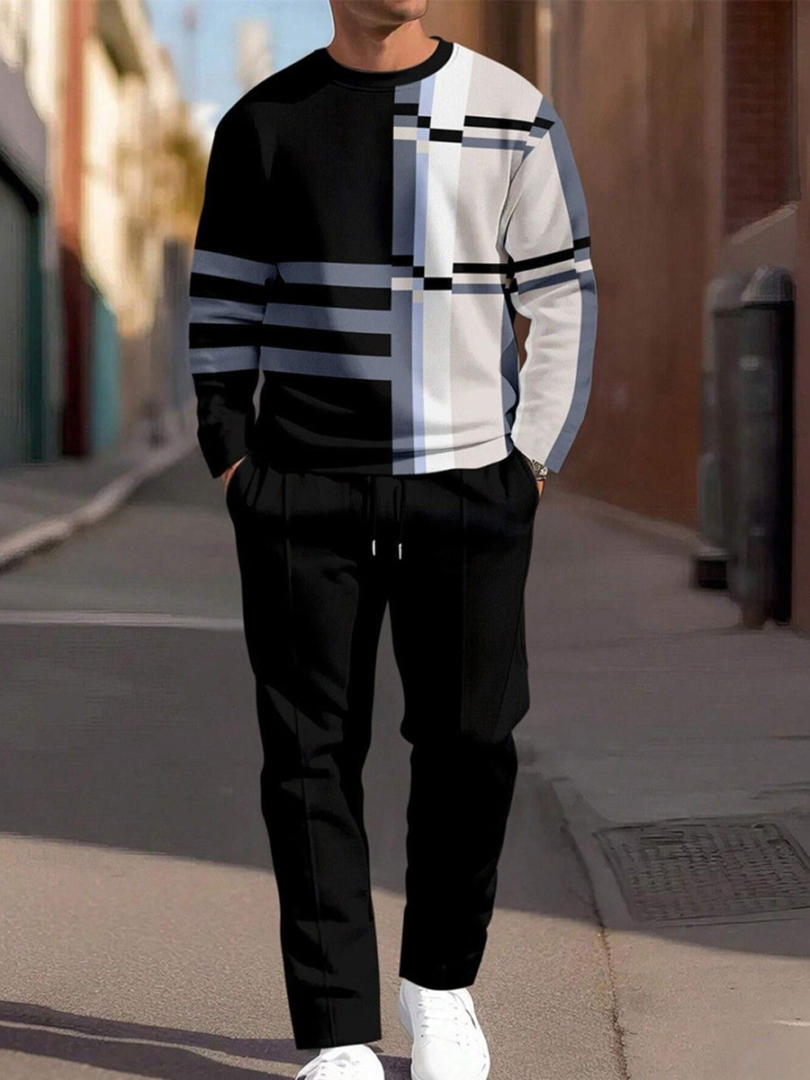 Pánské minimalistický vintage casual crewneck sweatshirt set