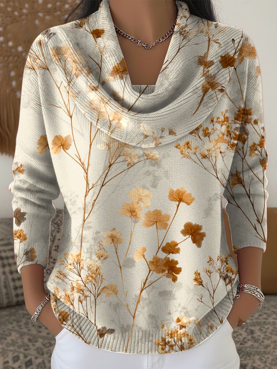 Dámské vintage květinové umění blúzka s blonďatým obojkem