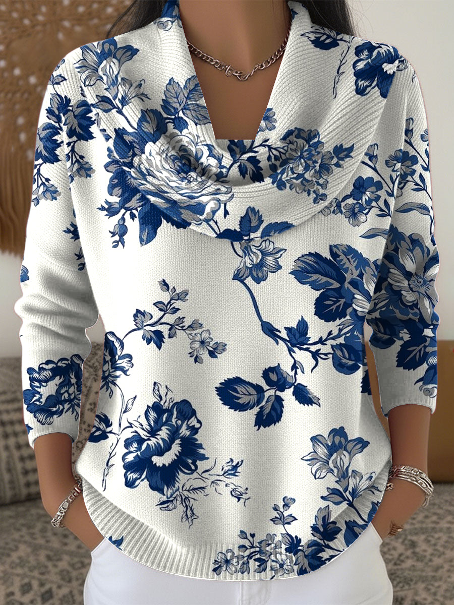 Ženy vintage květinové malování umění golier blúzka