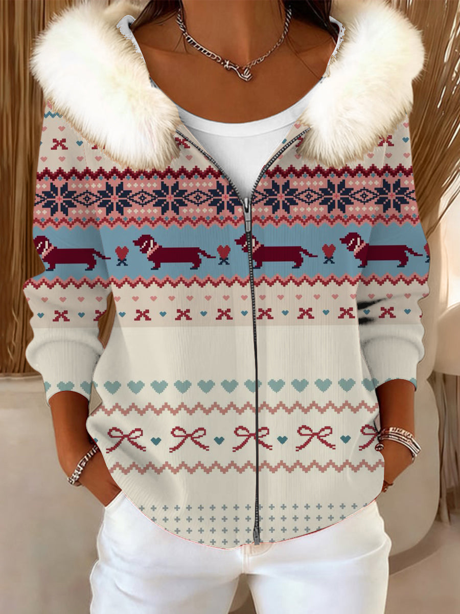 Dámské okouzlující kabát s kožešinovým obojkem