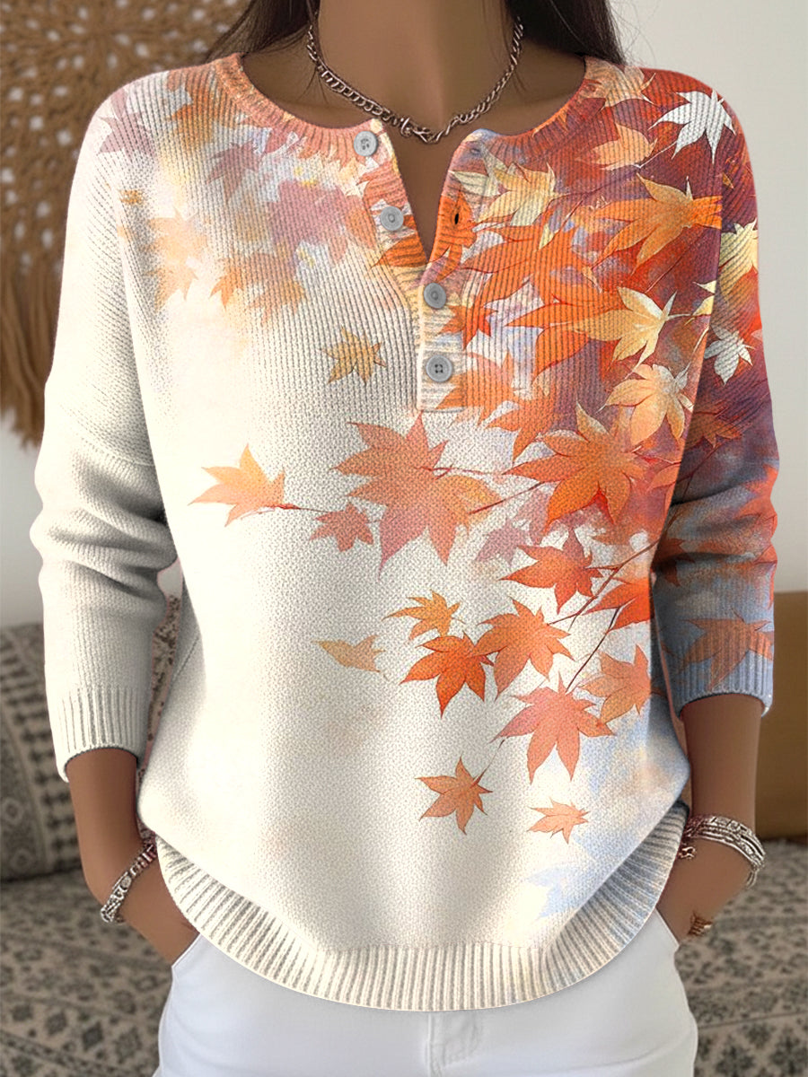 Ženské díkuvzdání abstraktní javorový list umění vneck top