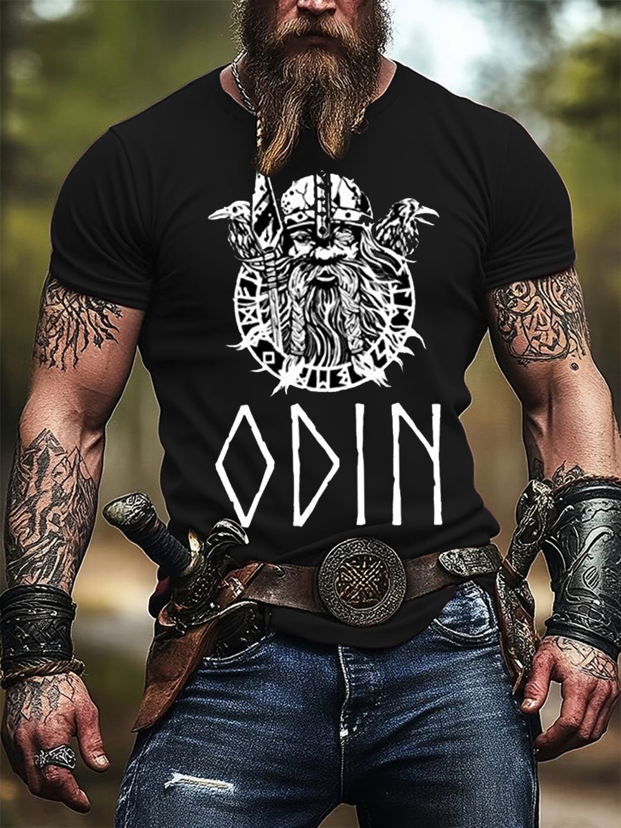 Men odin & raven print tshirt