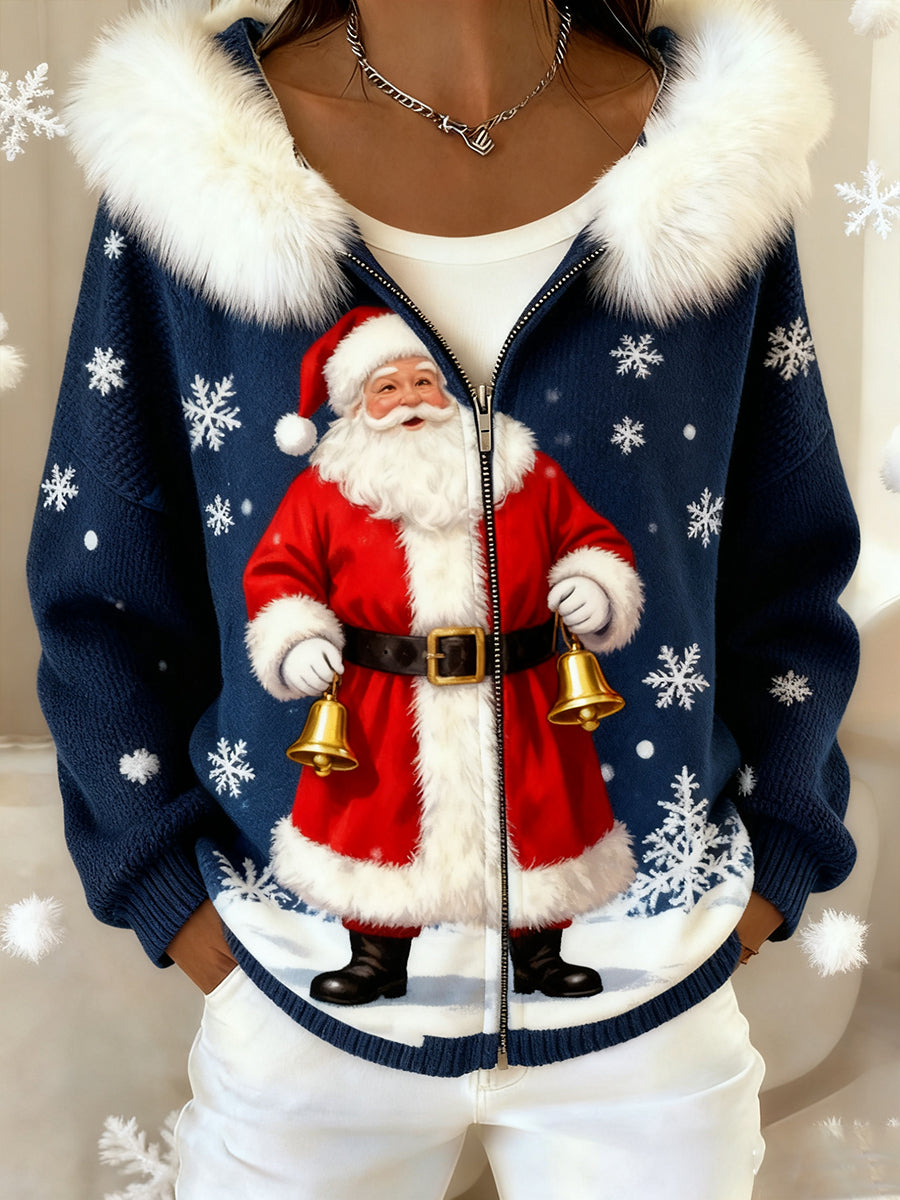 Dámské retro vánoční umění pohodlný plísňový vestínek s kapucinou