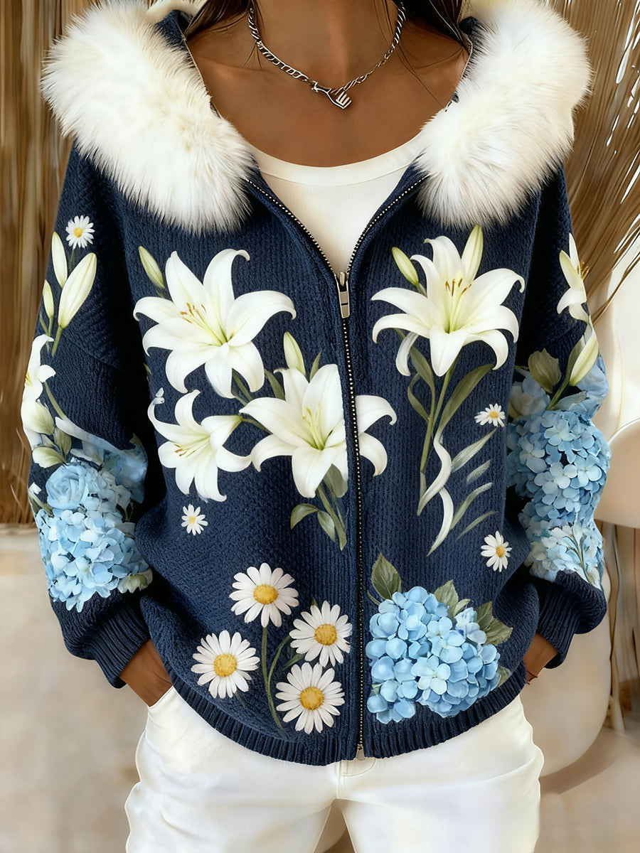 Dámské retro květinové umění pohodlné plísňové vesty s kapucinou