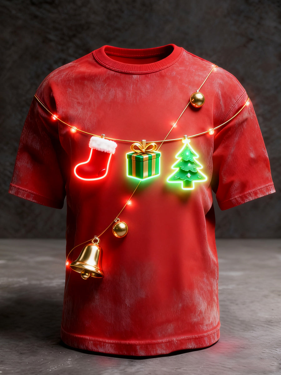 Retro christmas neon gift casual tshirt