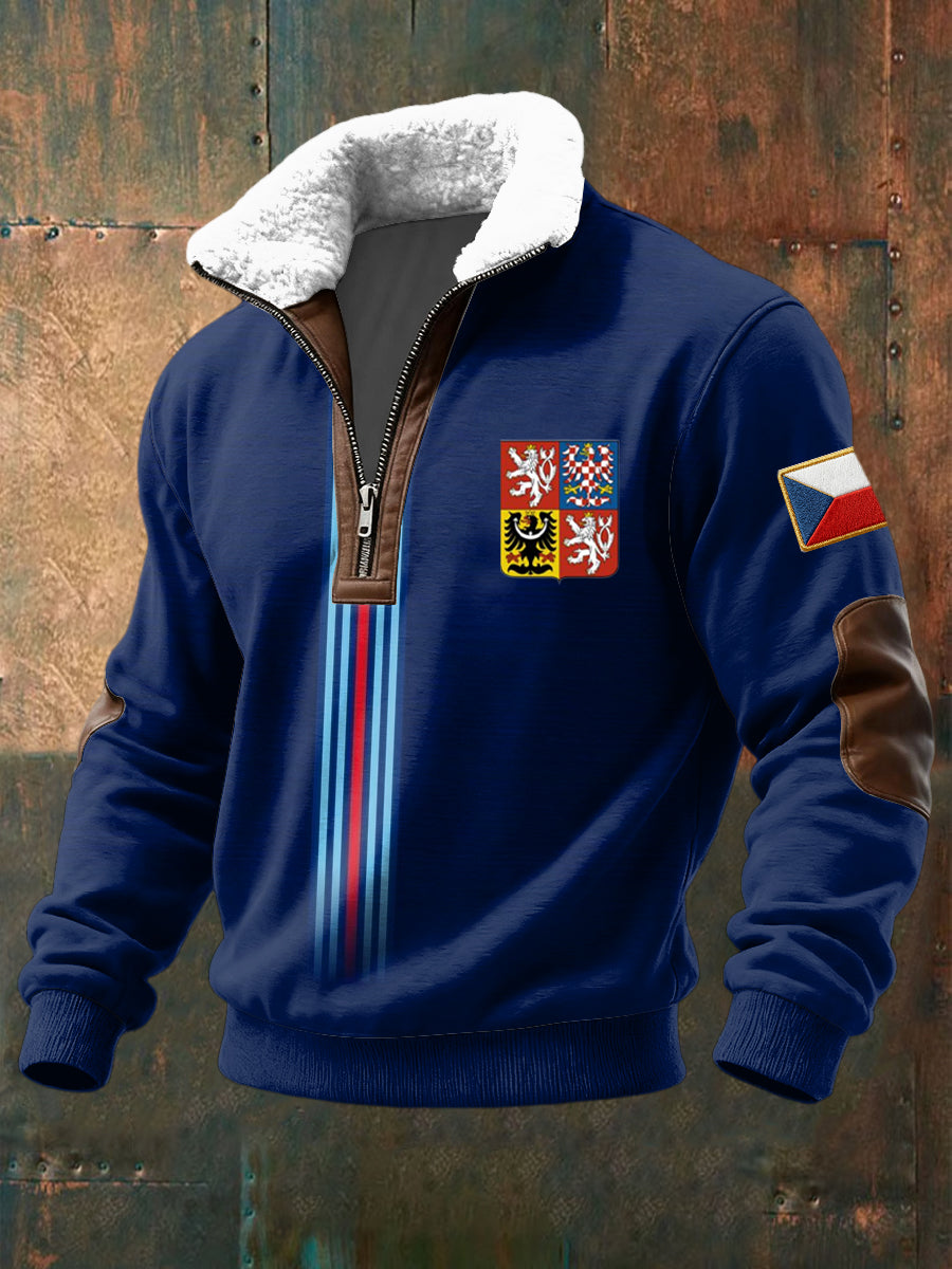 Retro gradient pruhované vlajky emblem lambswool pullover