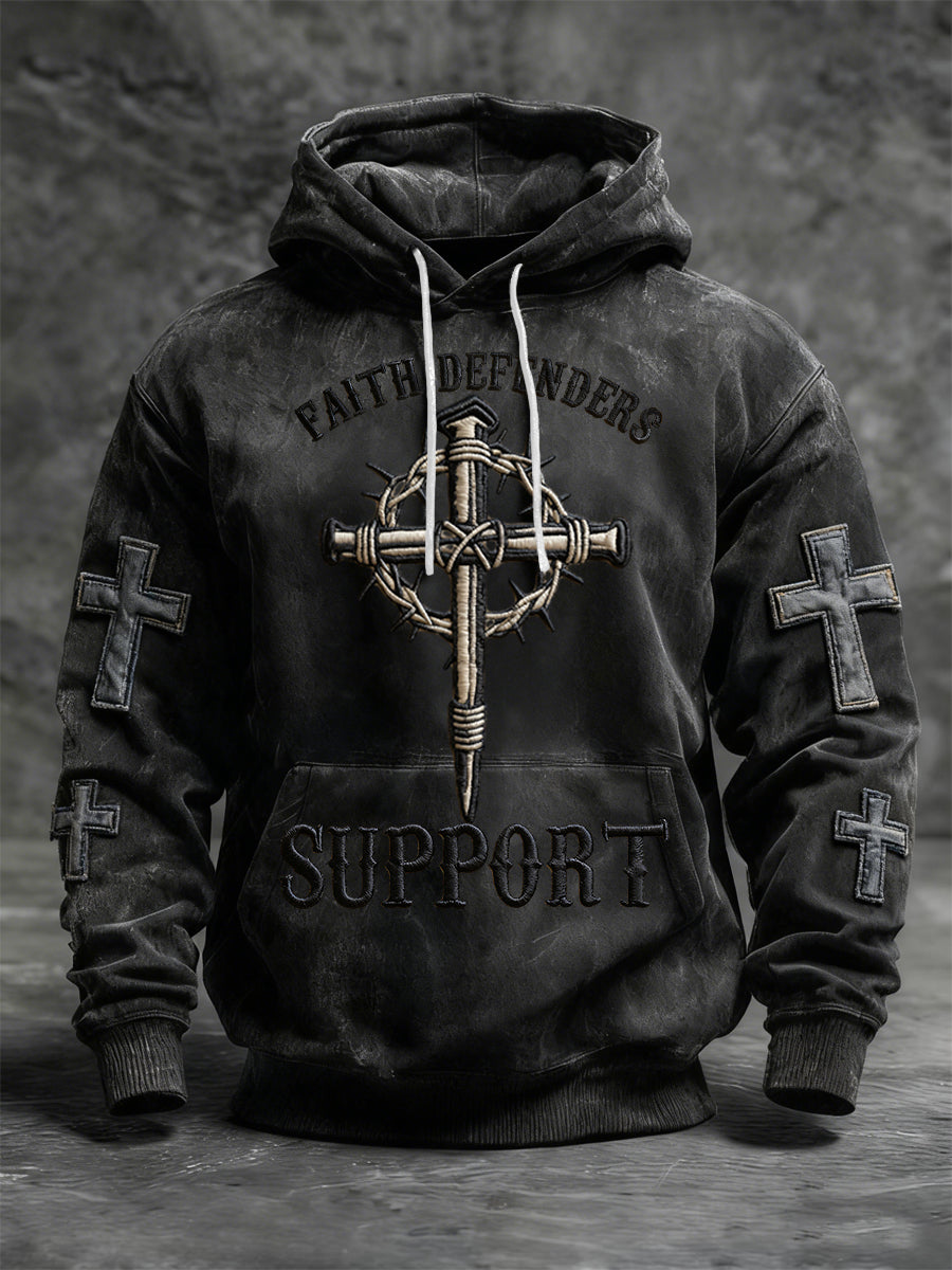 Retro jesus faith defender casual hoodie