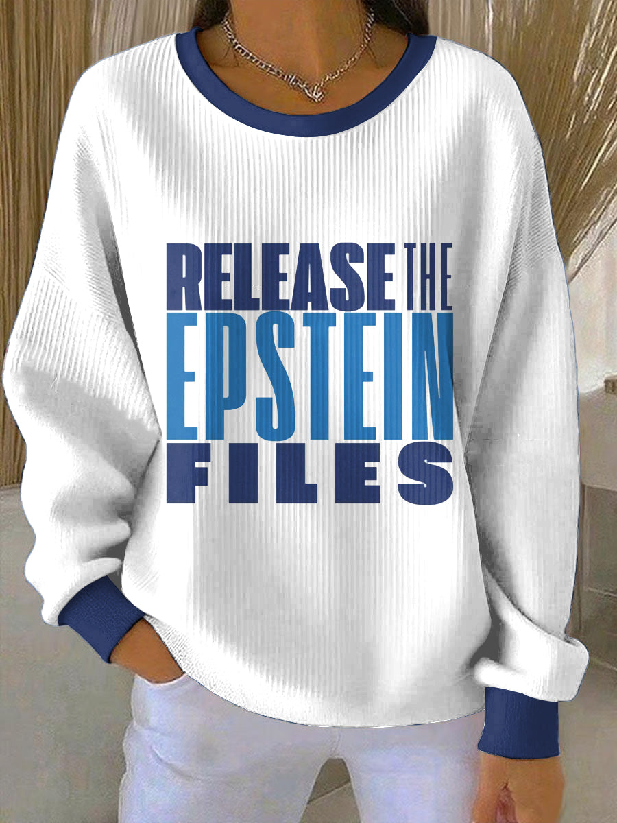 Ženské uvolnit epstein soubory vytištěné v kulatém krku s dlouhým rukávem