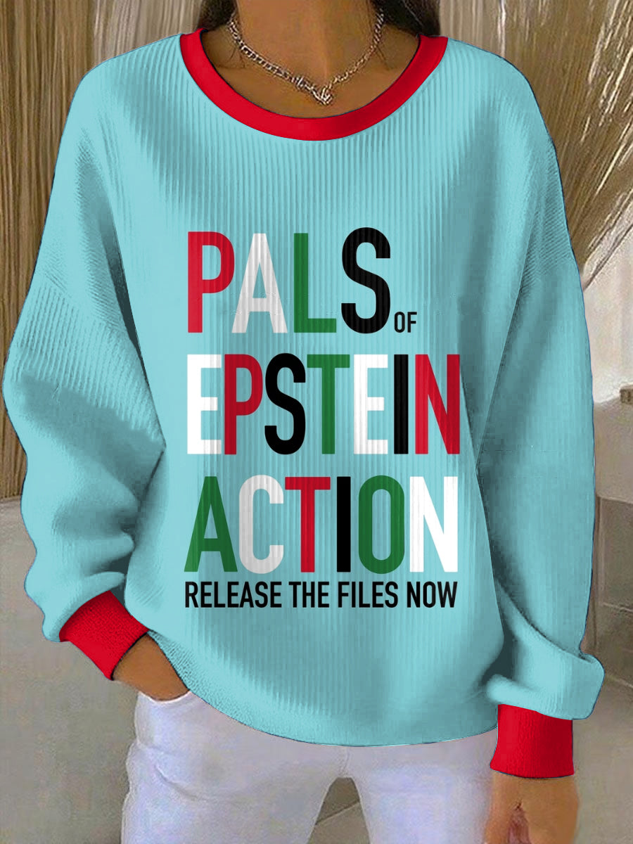 Ženské uvolnit epstein soubory vytištěné v kulatém krku s dlouhým rukávem