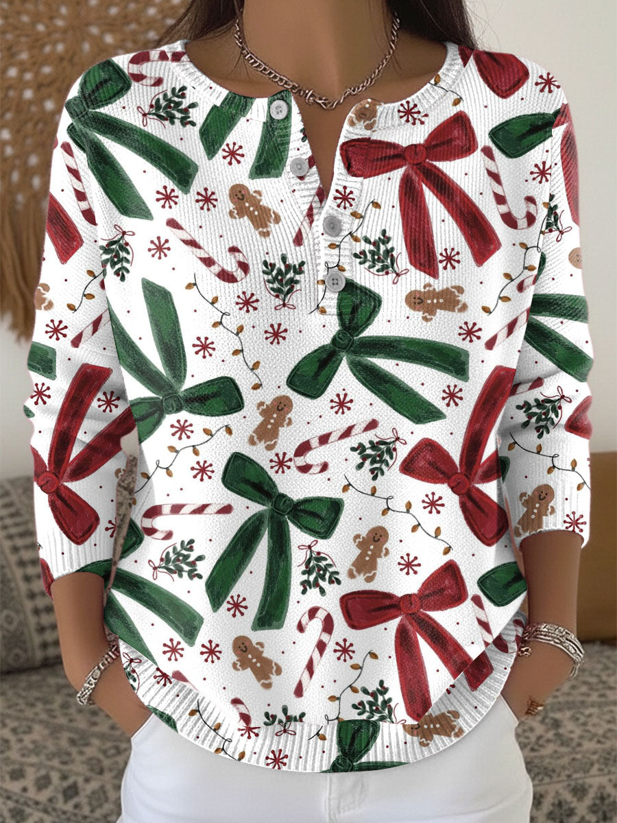 Dámské příležitostné svetr s vánoční luk design