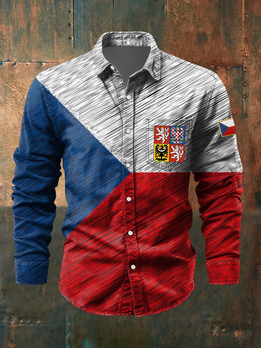 Retro abstraktní geometrické vlajky emblem casual košile