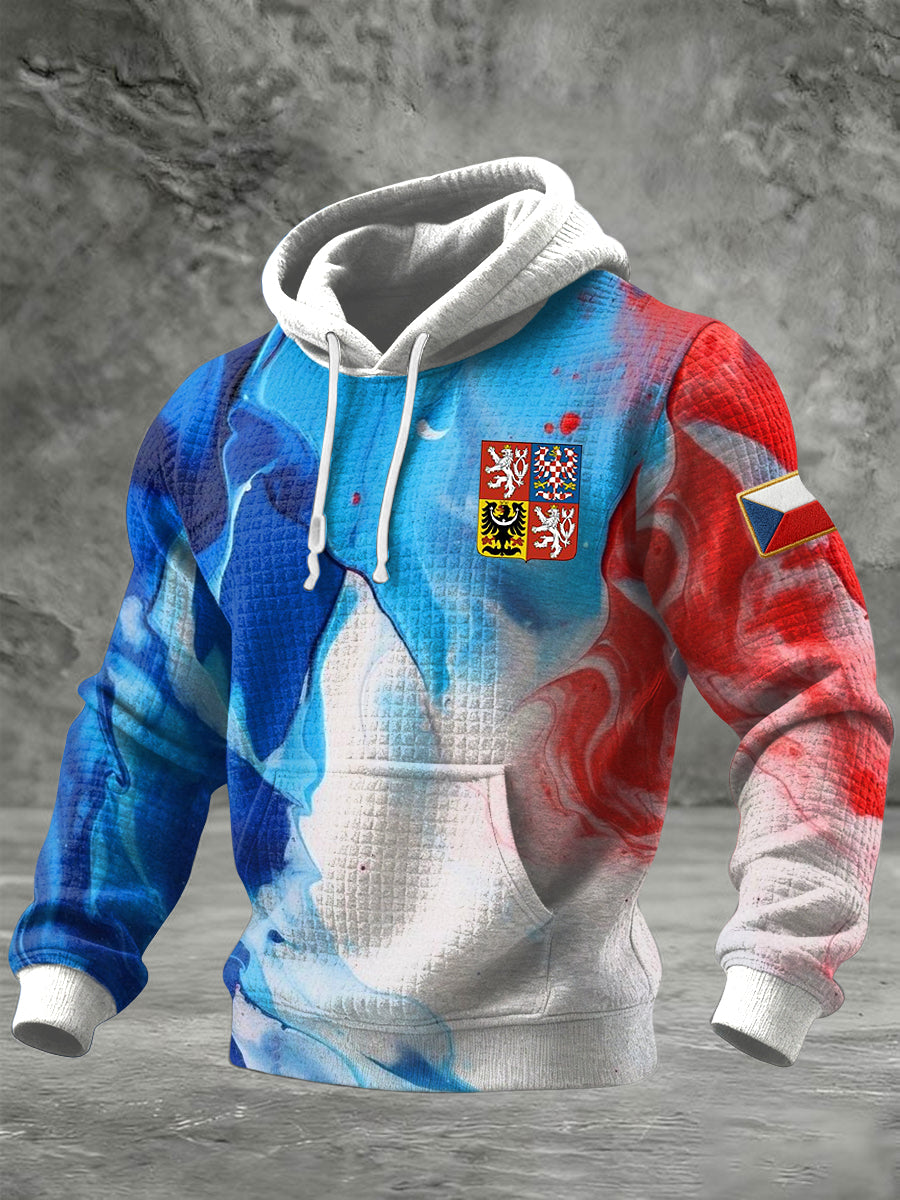 Retrostyl barva olejomaľba česká emblem hoodie