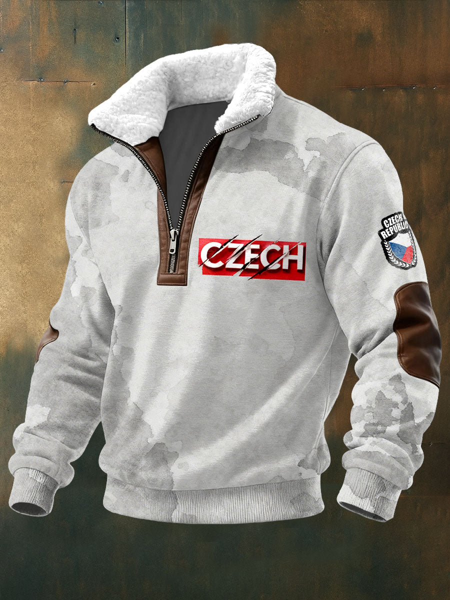 Pánské šedé tričko s červeným českým designem