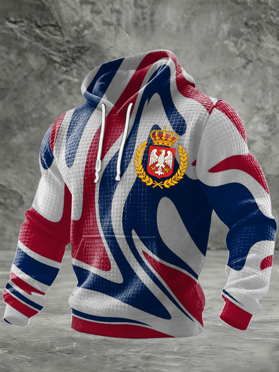 Pánské dynamické srbský orel emblem vytisknout vafle pletená mikina s kapourou