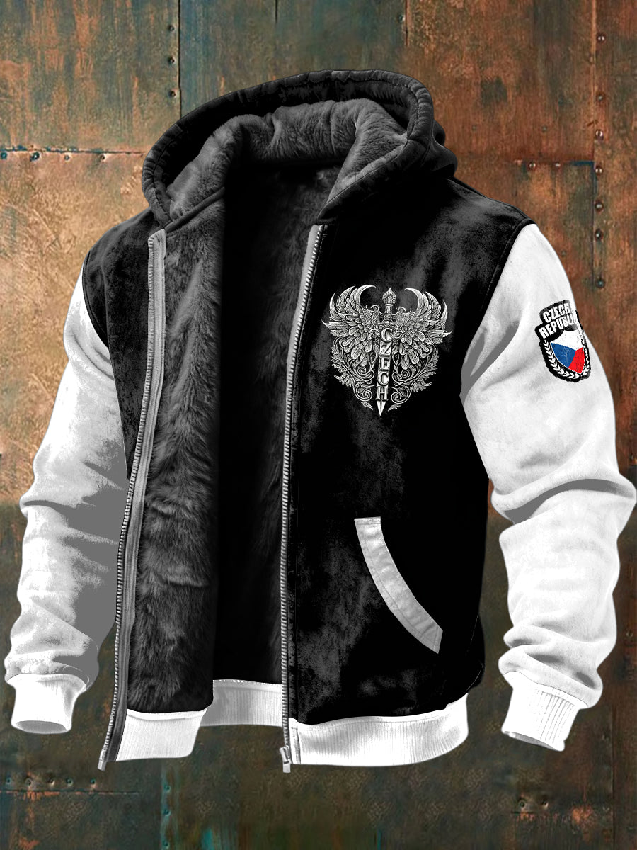 Pánské czech wing print patchwork fleecelined jacket