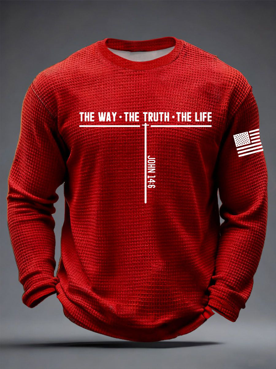 Pánové ježíši cesta pravdy život kříž vafle dlouhý rukáv tshirt