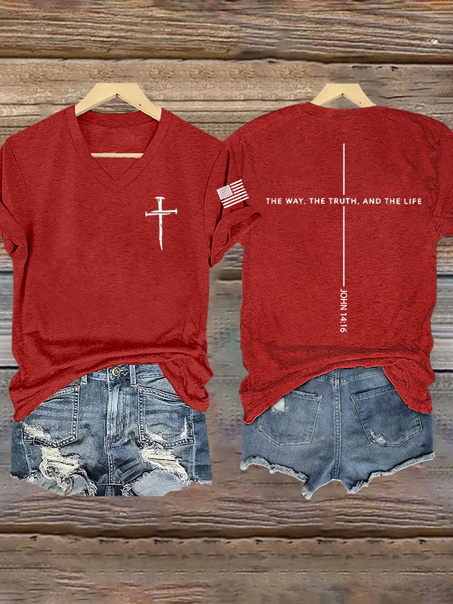 Ženský ježíš cesta pravdy život john 14:6 christian cross tshirt s krátkým rukávem