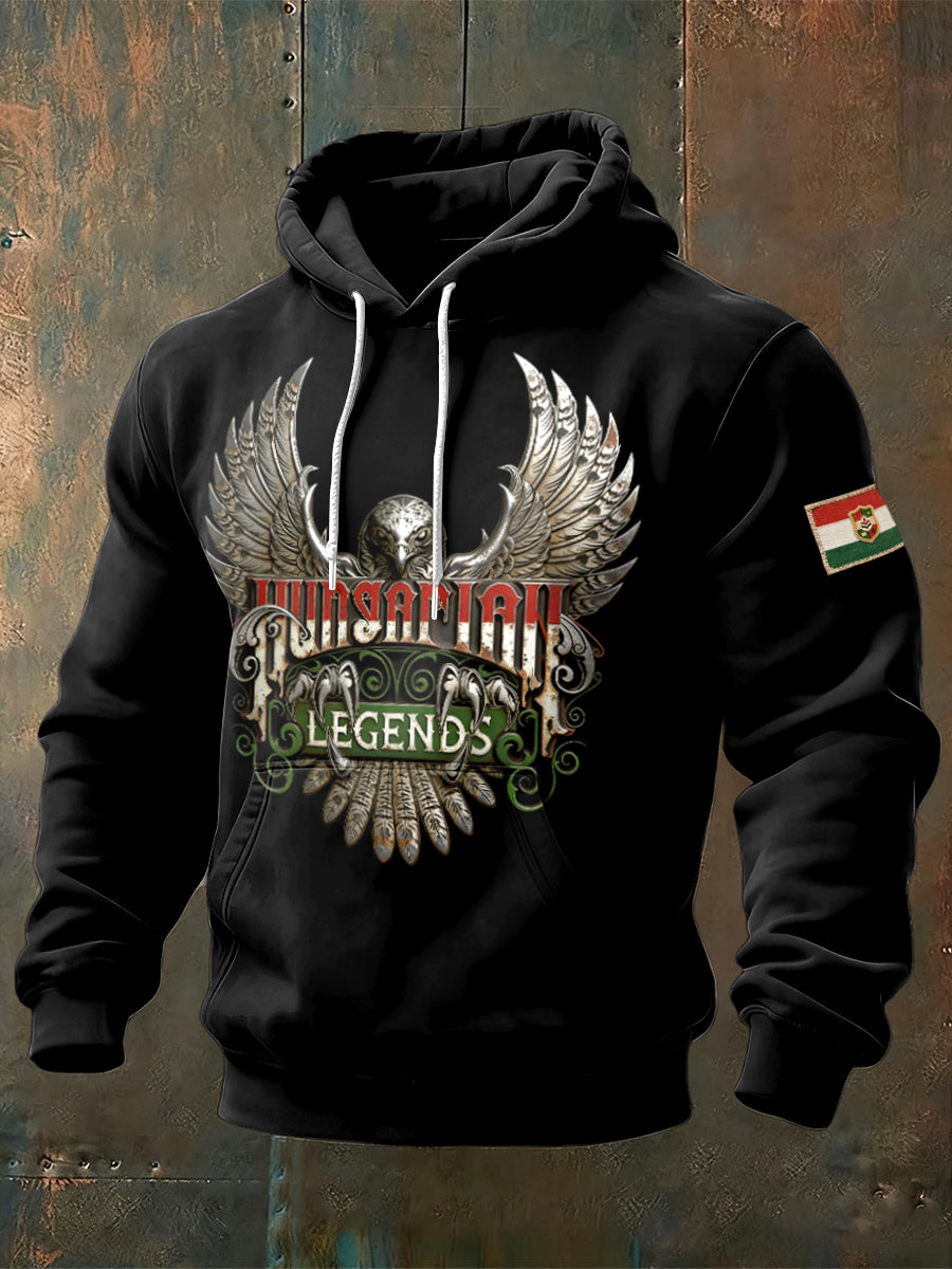 Men black sweatshirt with hungarian eagle print