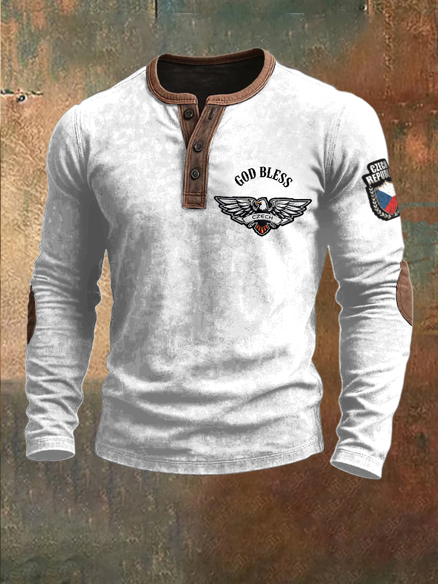 Pánské bílé mikiny s českou tištěnou patchworkem