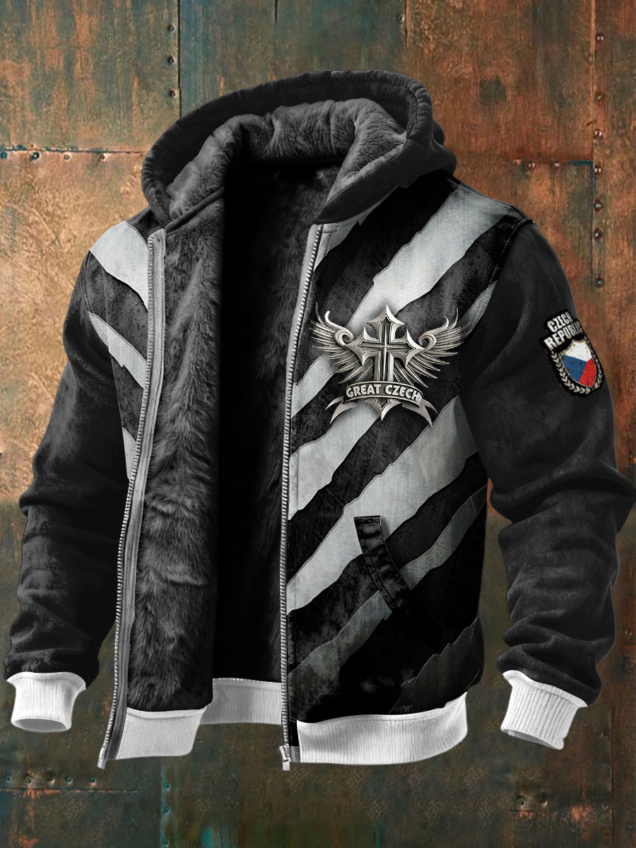 Pánové české křížové křížové křížové tištěné pruhované plášťové bundy