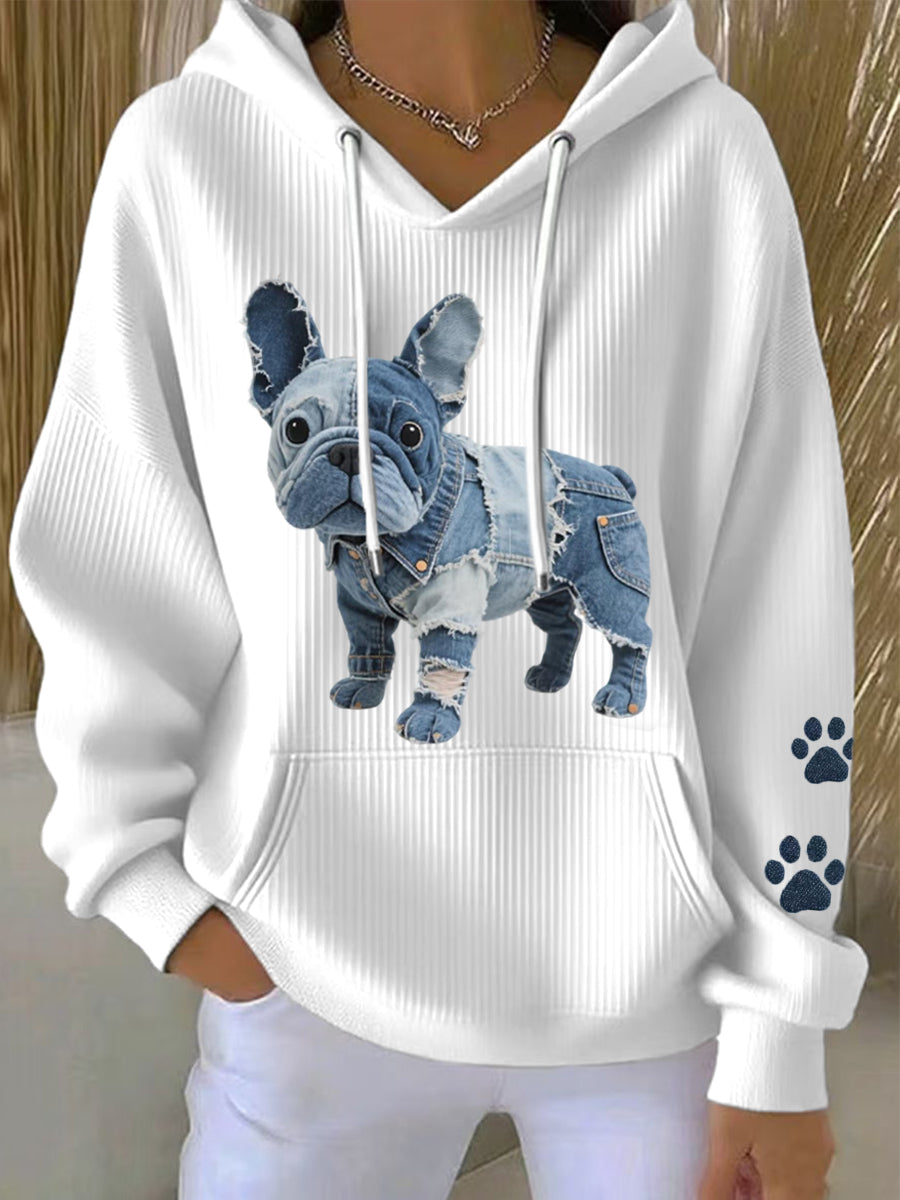 Dámské krásné francouzské buldog patchwork art hoodie