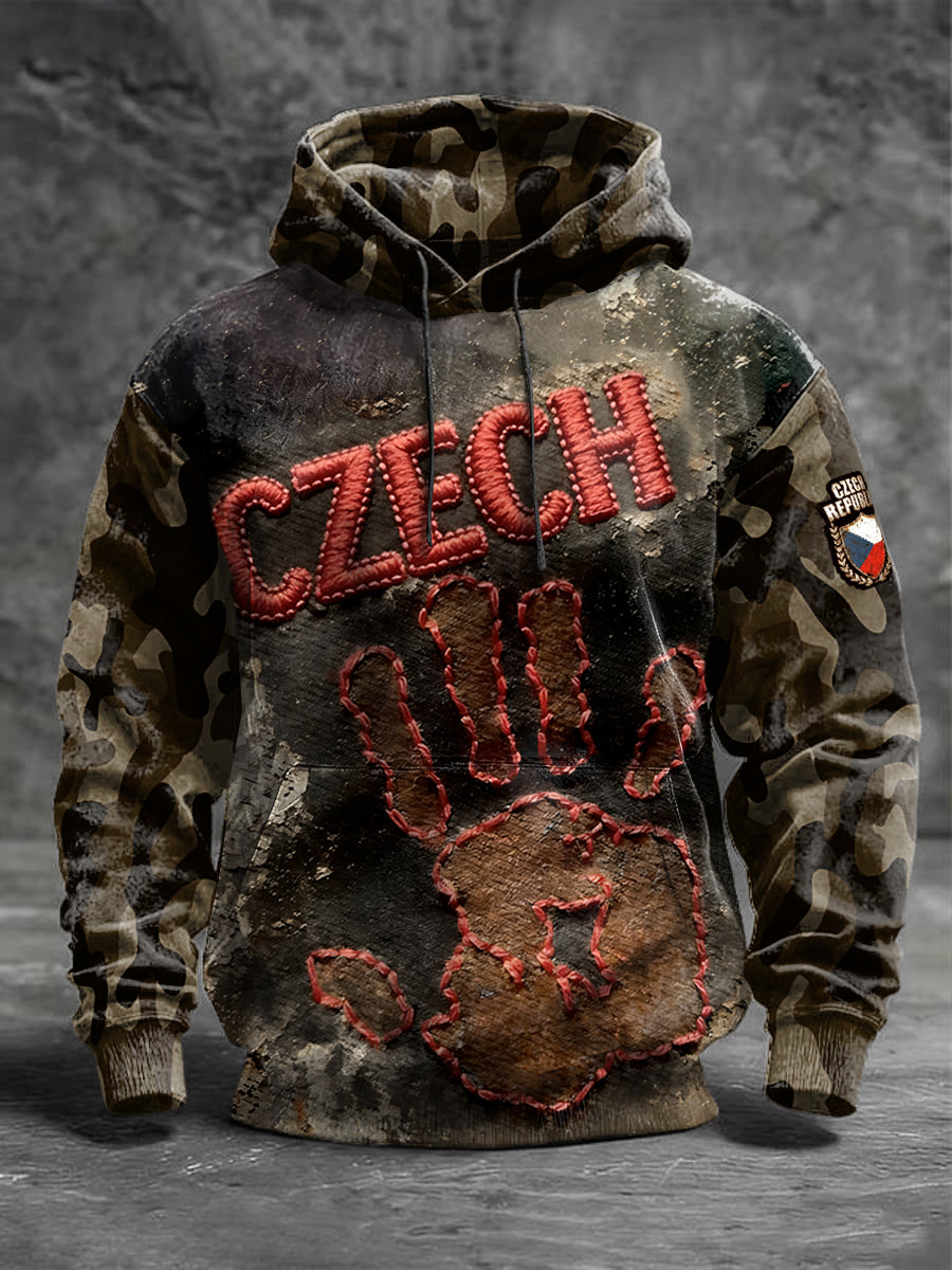 Pánská kamufláž s českou tištěnou patchwork sweatshirt