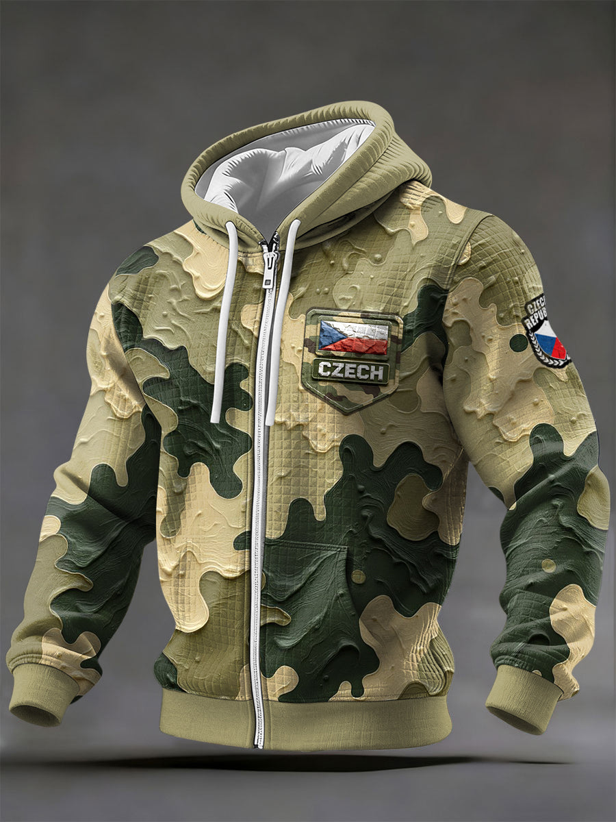 Pánské české vlajky vytisknout maskovací kabát s zipup