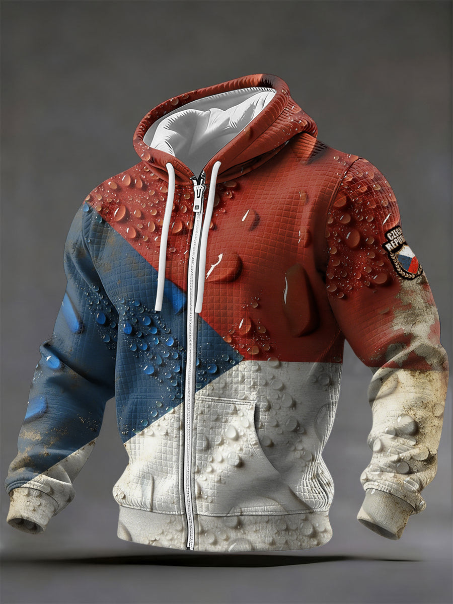 Pánské české vlajky tisk zipup bunda