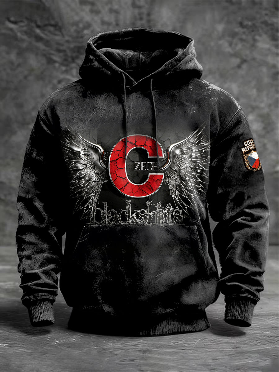 Pánské české počáteční "c" design tištěné mikina s kapucnou