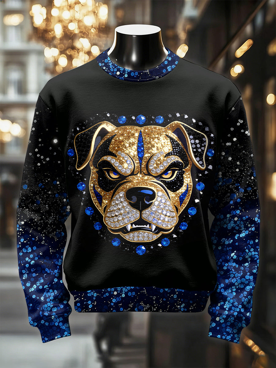 Pánské retro luxusní psí tisk neformální mikina