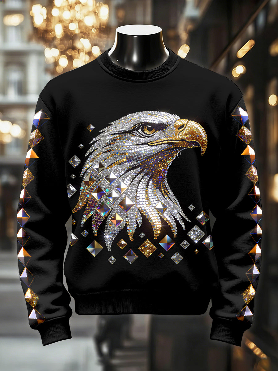 Pánské retro luxusní orel tisk neformální mikina