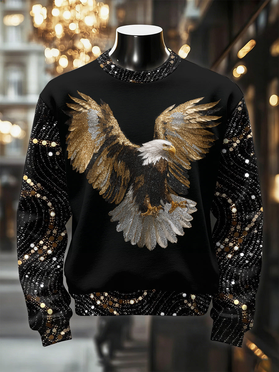 Pánské retro luxusní orel tisk neformální mikina