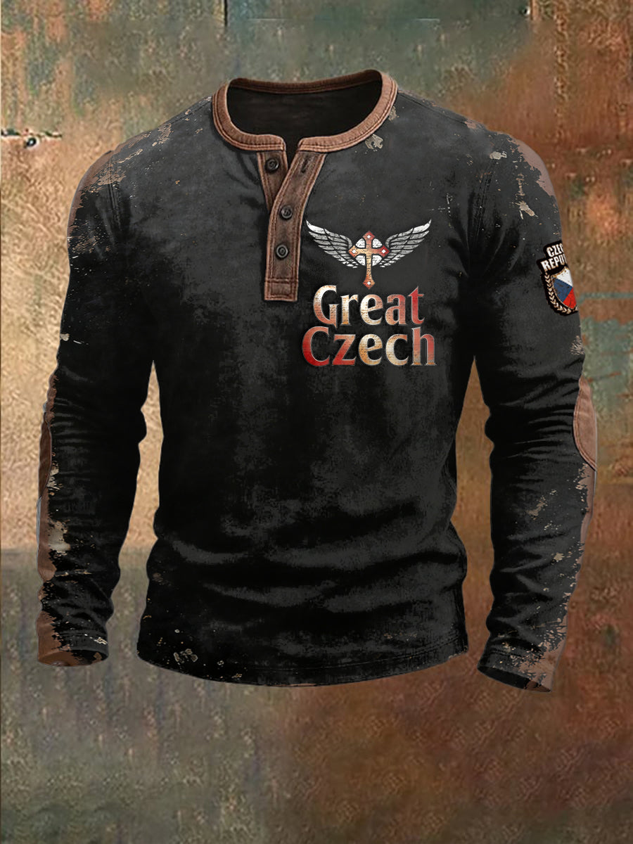 Pánské české kříže textový tisk černá patchwork sweatshirt