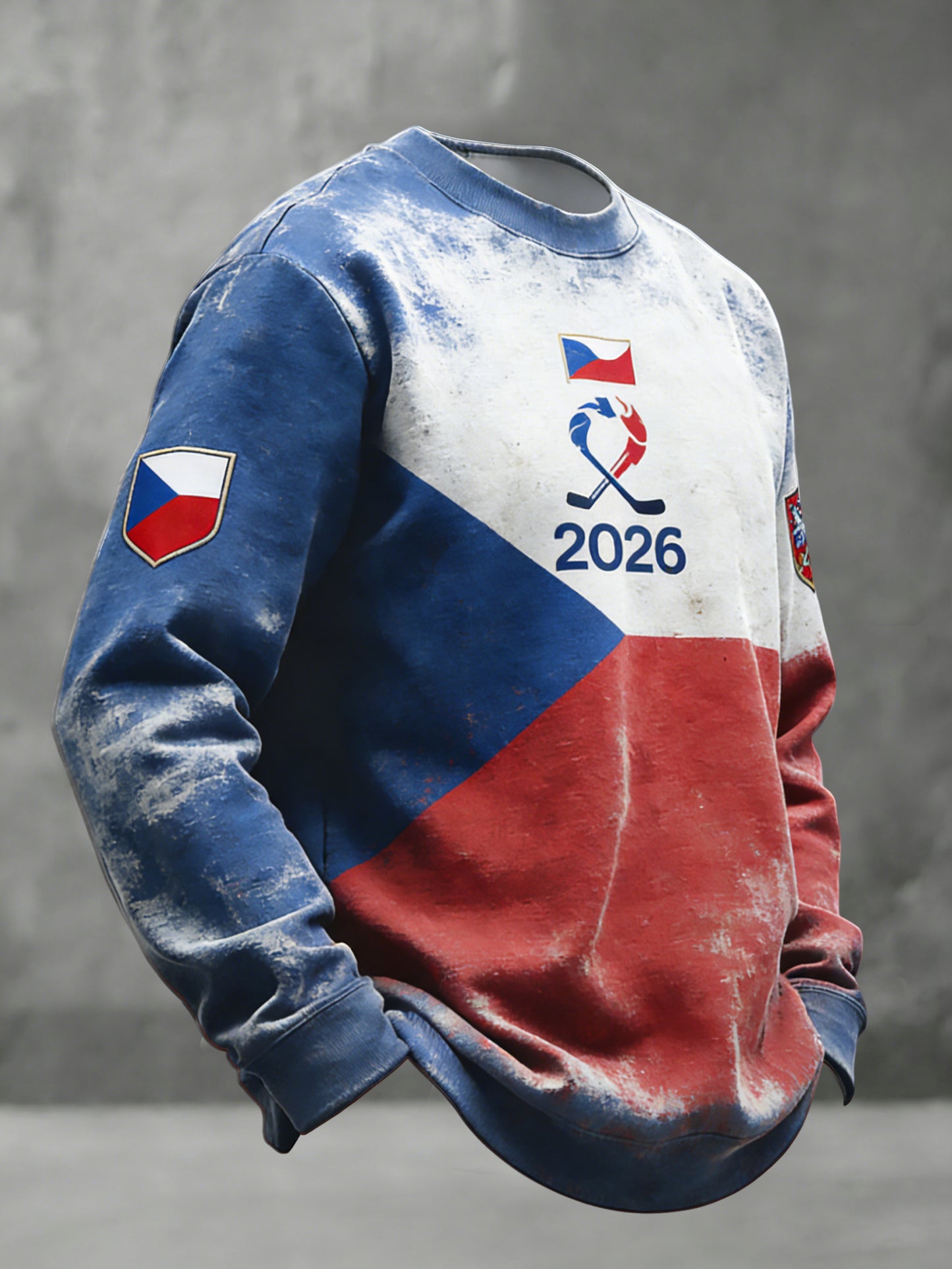 Retro czech 2026 ice hockey commemorative crewneck sweatshirt