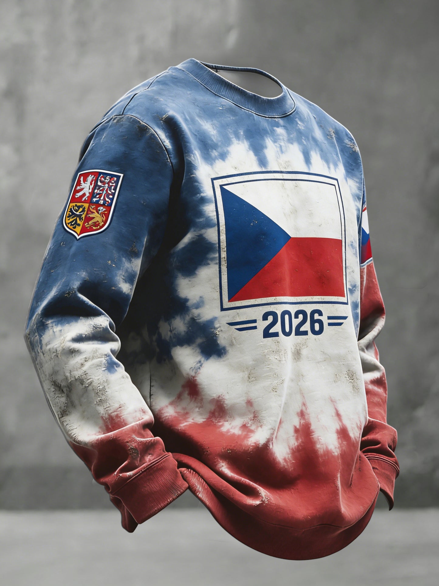 Retro czech flag emblem casual crewneck sweatshirt