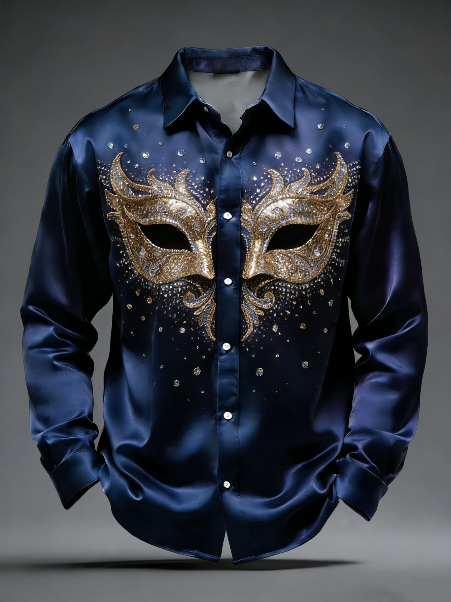 Retro karneval sequin maska umění saténové košile