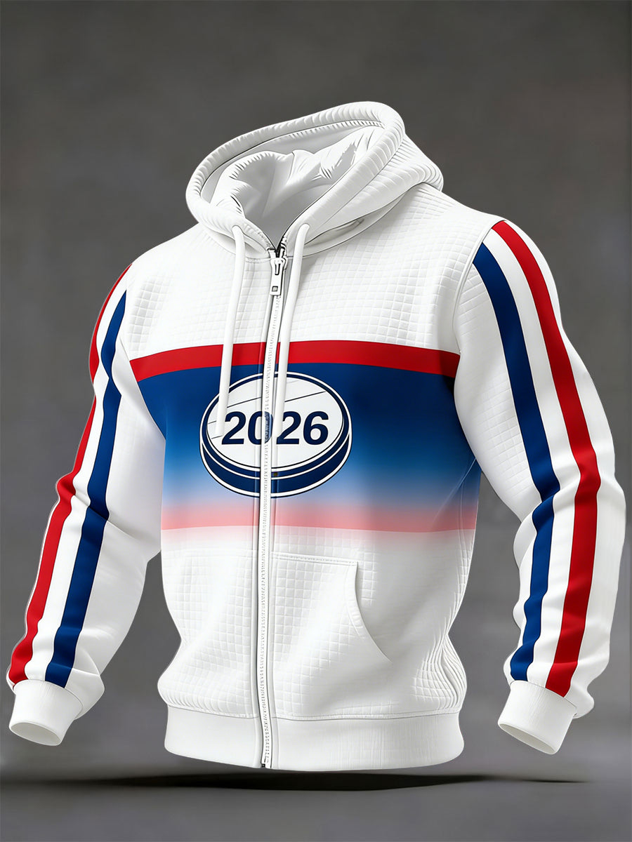 Retro česká 2026 hokejová hra neformální vafle s kapucinou bunda