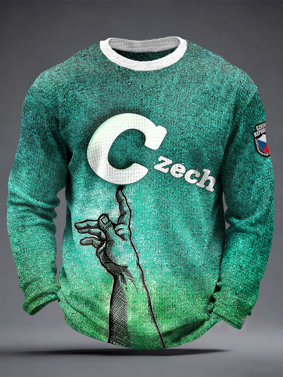 Pánské české vafle text vytisknout tričko s dlouhým rukávem