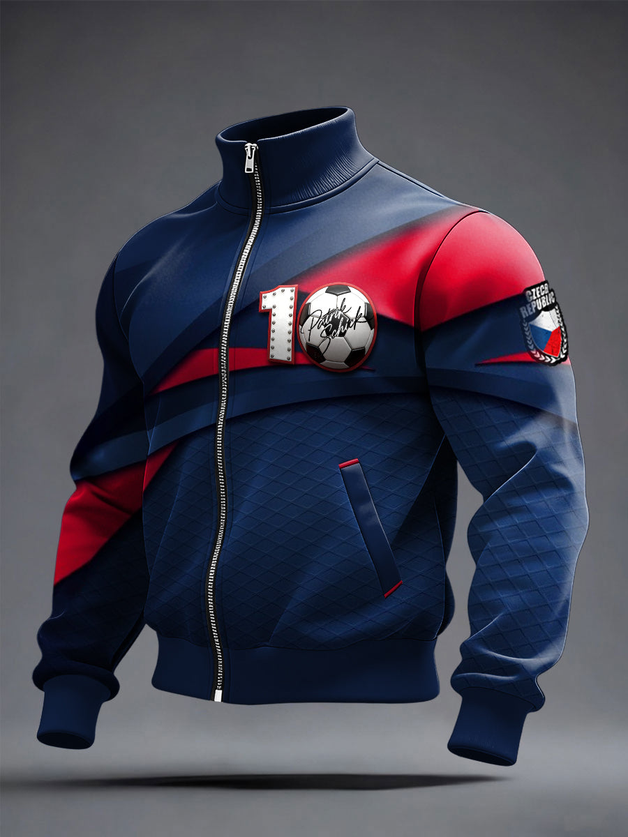 Men czech republic world cup patrik schick print stand collar jacket
