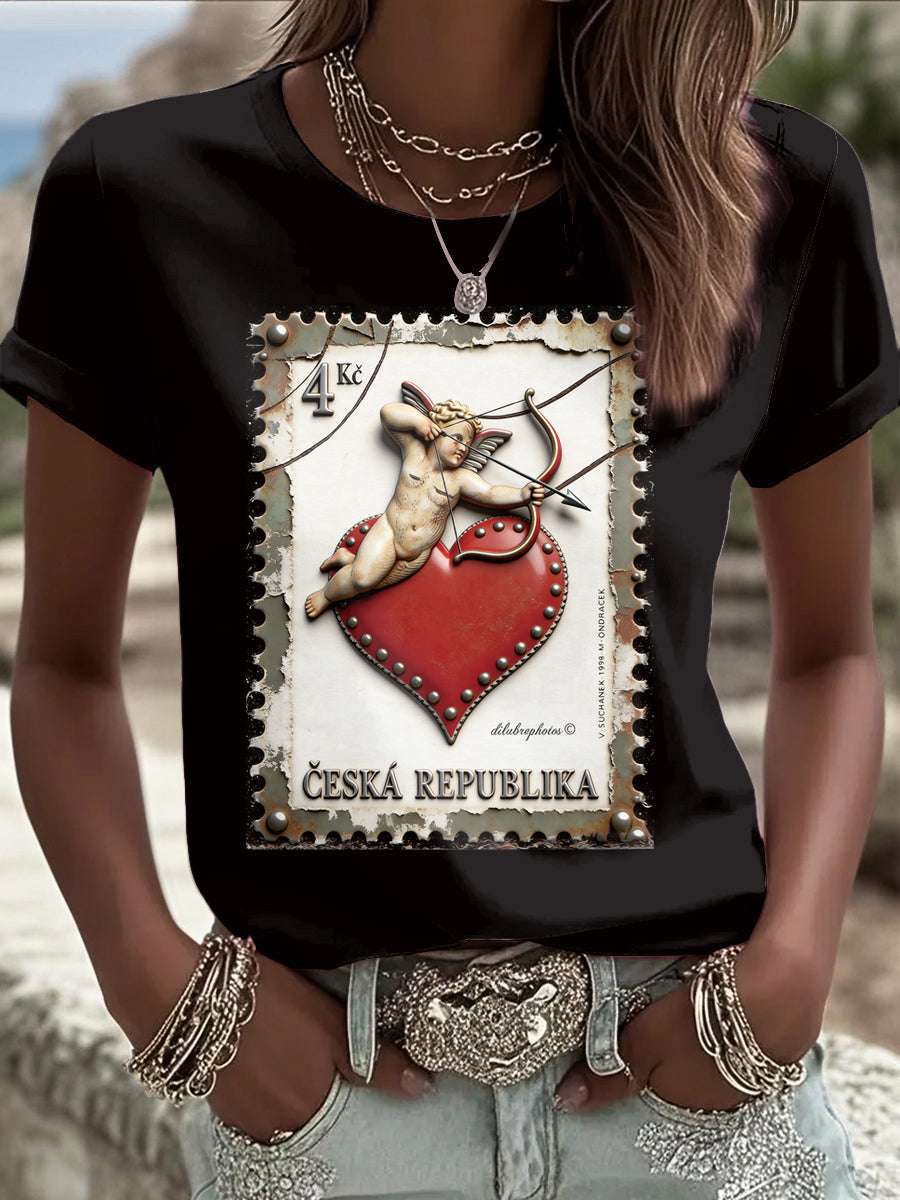 Dámské černé tričko s českým cupidem