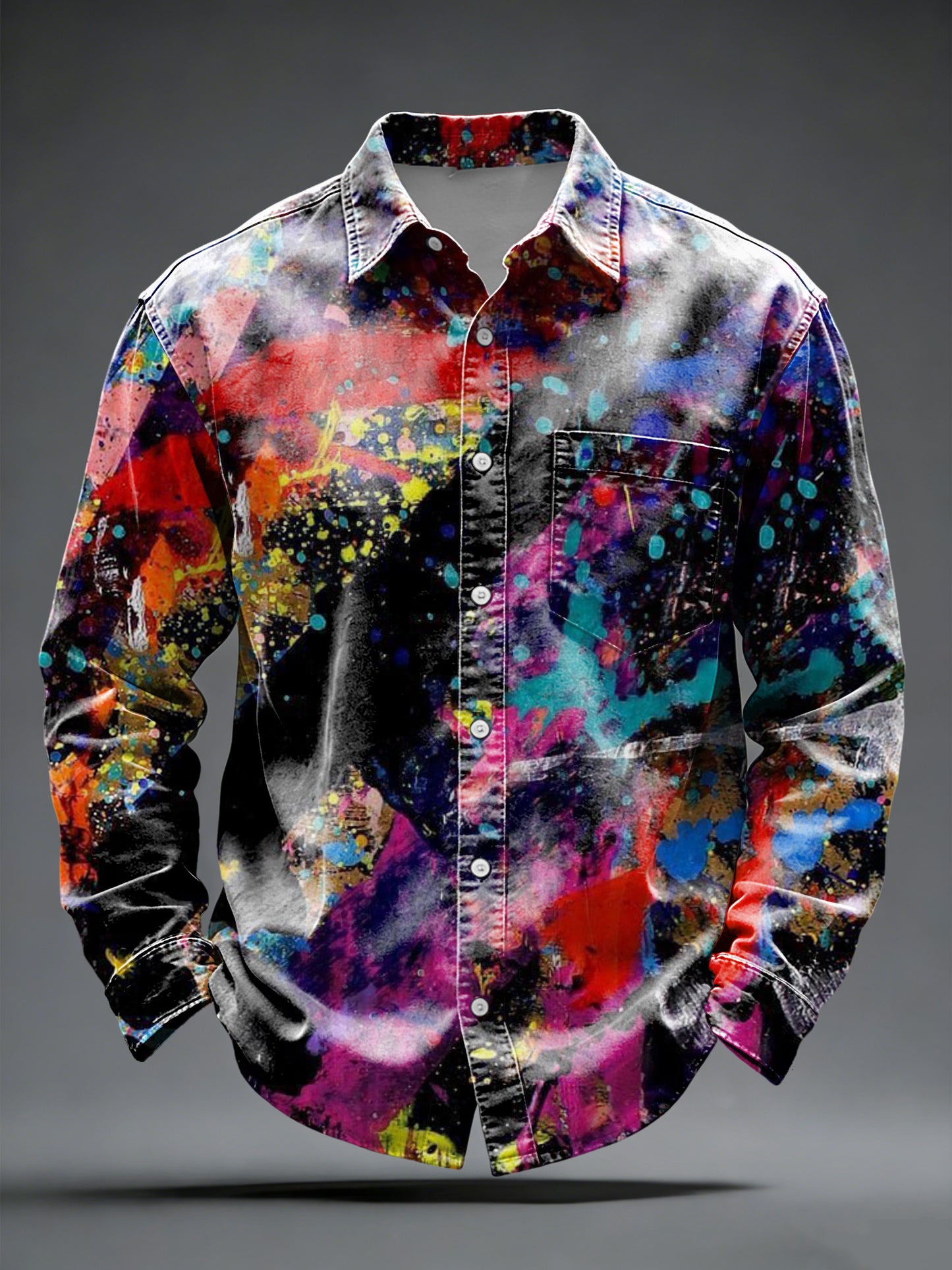 Pánské dynamické abstraktní vícebarevné barvy rozprašovače tlačítkodolů tričko