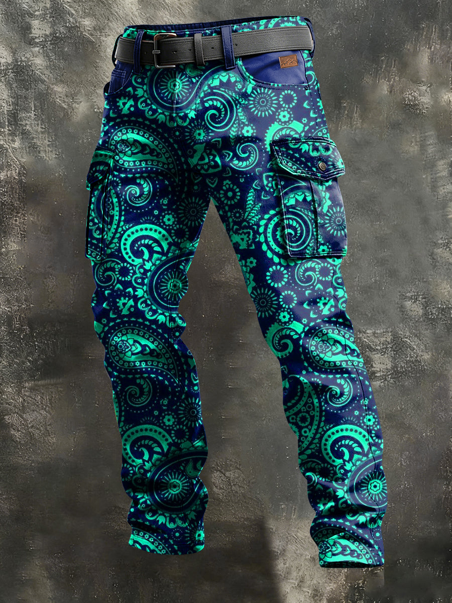 Pánské retro dovolená obchodní umění tisk neformální pracovní kalhoty