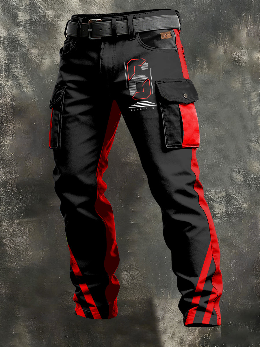 Pánské retro dovolená obchodní umění tisk neformální pracovní kalhoty