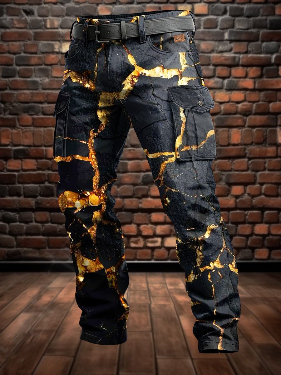 Pánské retro dovolená obchodní umění tisk neformální pracovní kalhoty