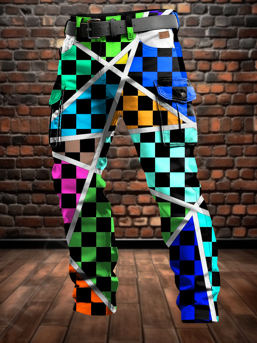 Pánské retro dovolená obchodní umění tisk neformální pracovní kalhoty