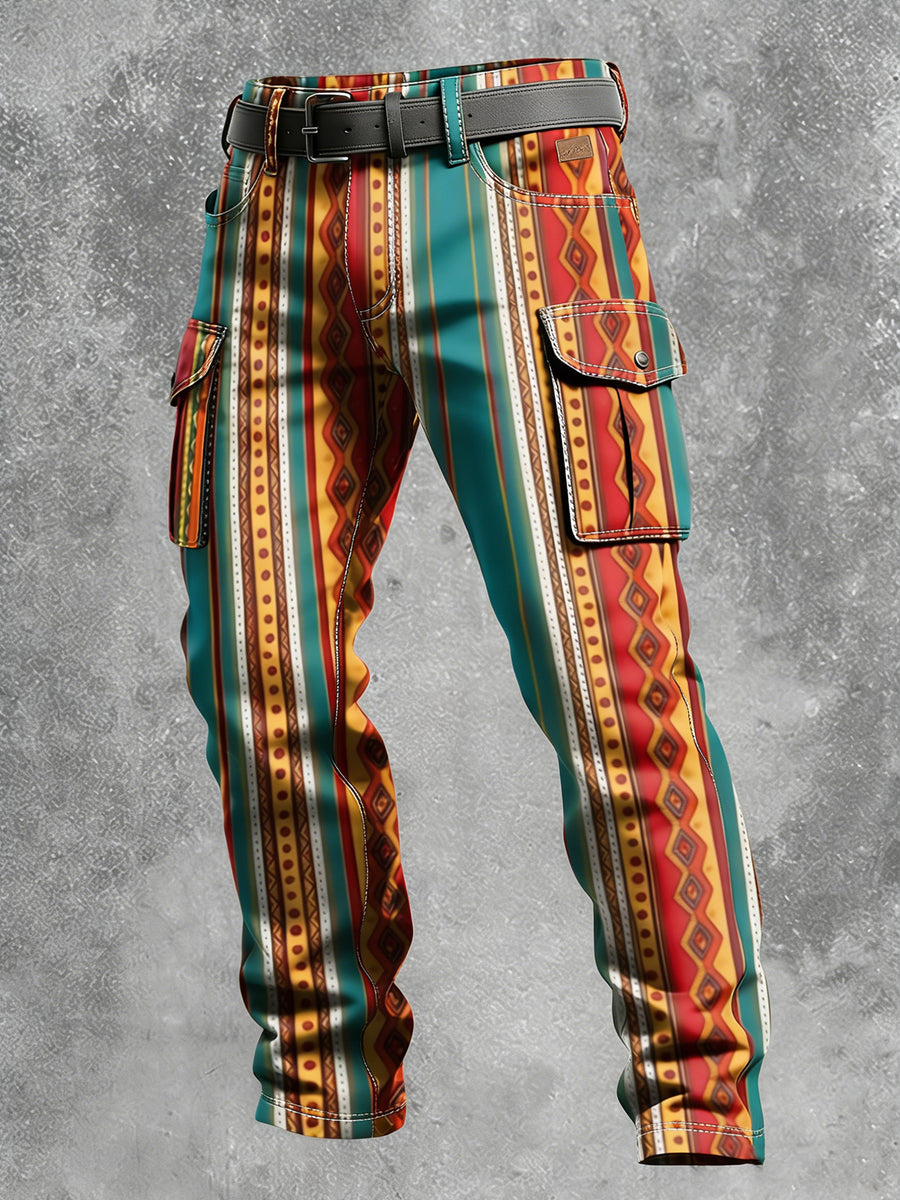 Pánské retro dovolená obchodní umění tisk neformální pracovní kalhoty