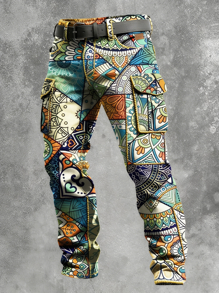 Pánské retro dovolená obchodní umění tisk neformální pracovní kalhoty